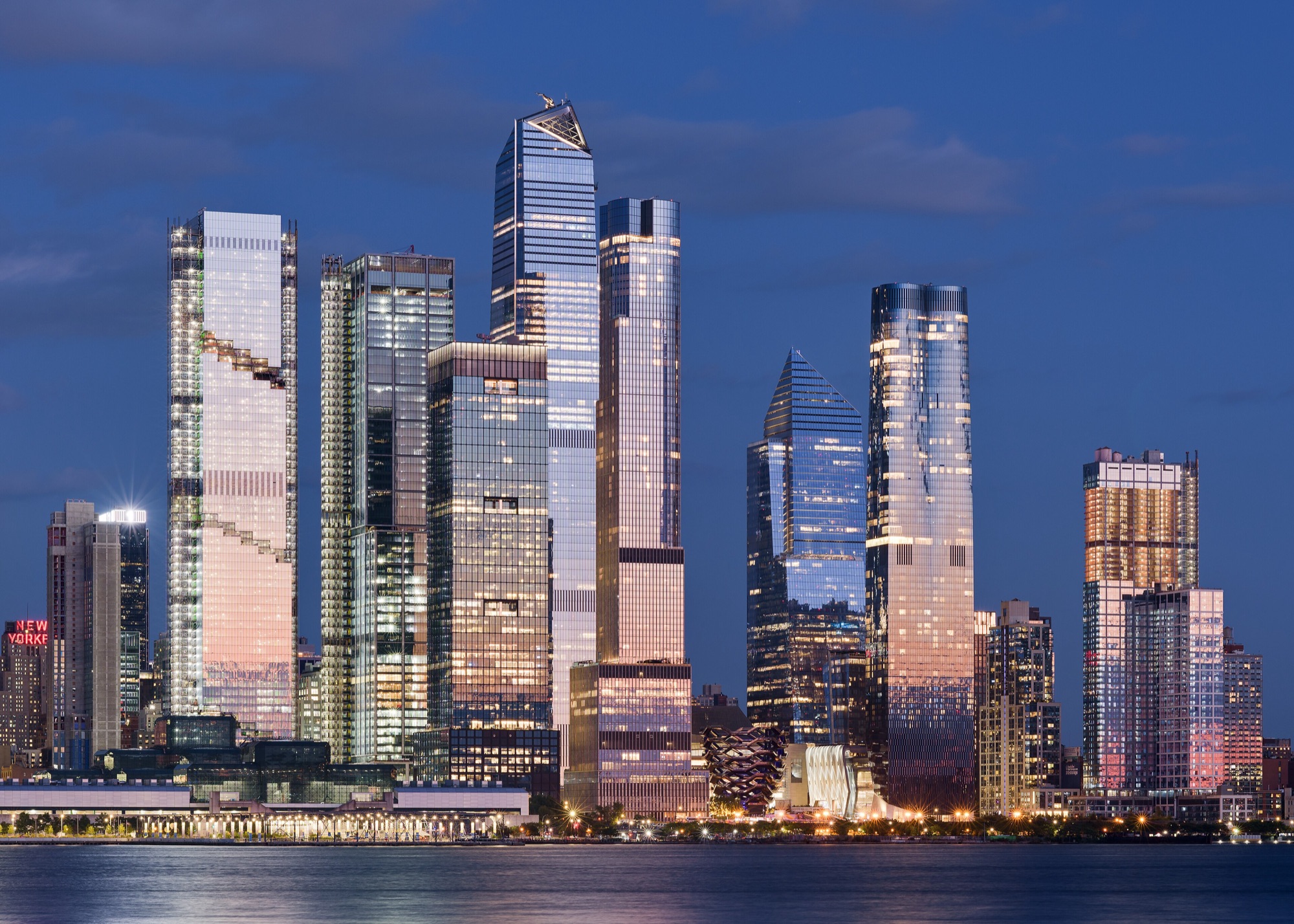 The Hudson Yards skyscrapers in Manhattan at dusk